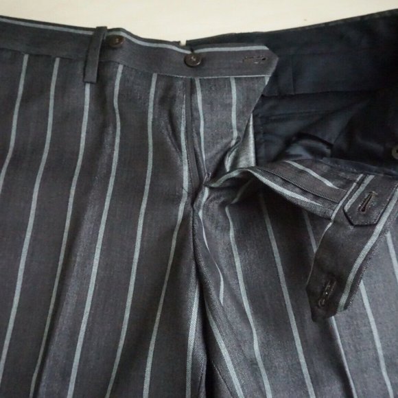 Ring Jacket Gray Wide Striped Silk Blend 2 Pc Suit Jacket Pants Sz 38 BRAND NEW - Picture 13 of 13